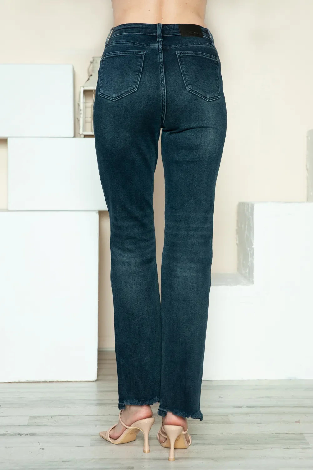 Judy Blue Button Fly Raw Hem Straight Jeans