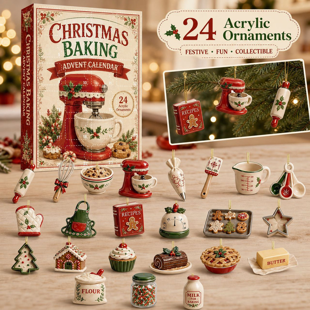 Christmas Baking Ornament Advent Calendar, 24 Pieces