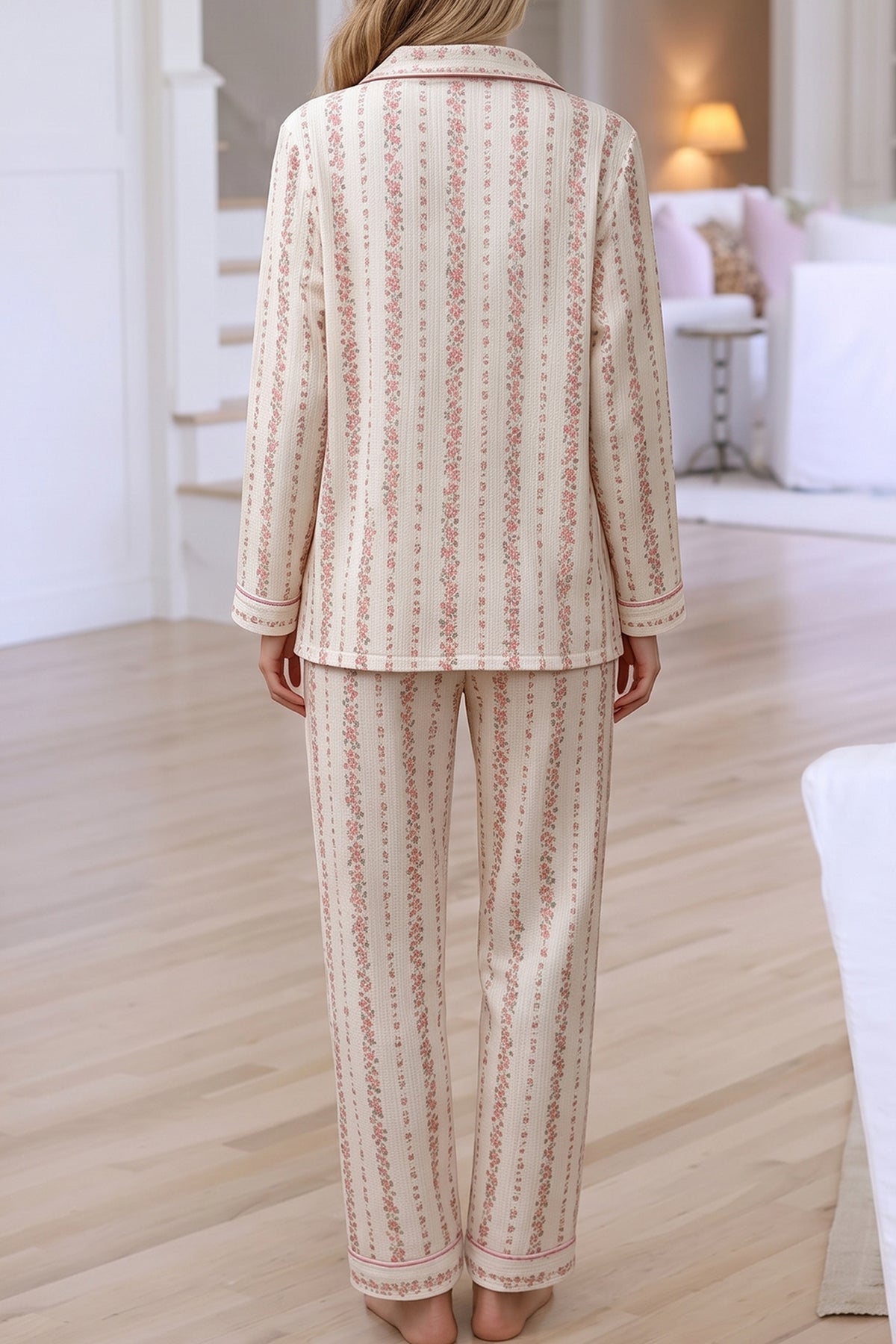 Floral Print Button-Front Pajama Set
