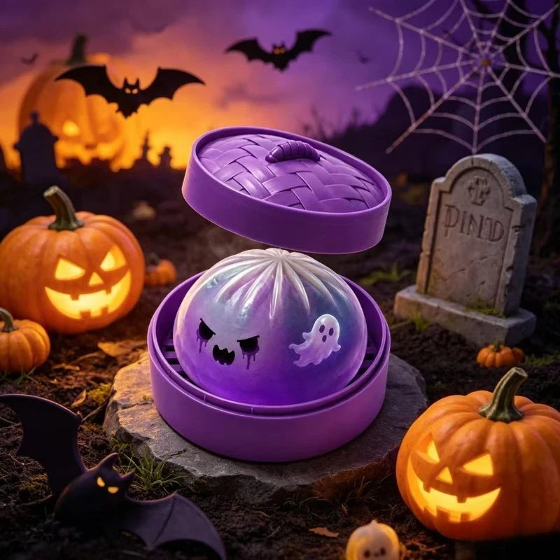 Glitter Ghost Dumpling Squishy – Halloween Stress Toy