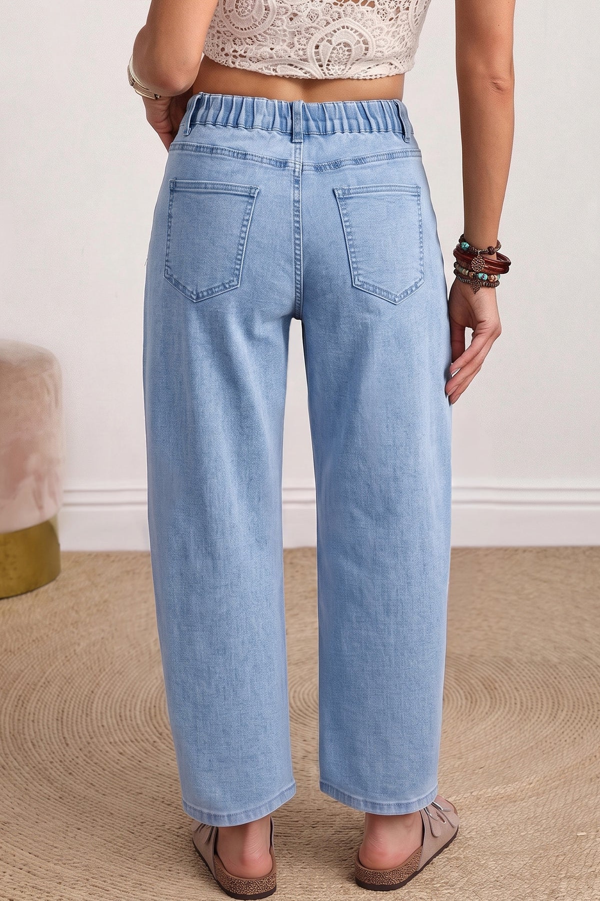 The Square Patch Pocket Barrel Jean