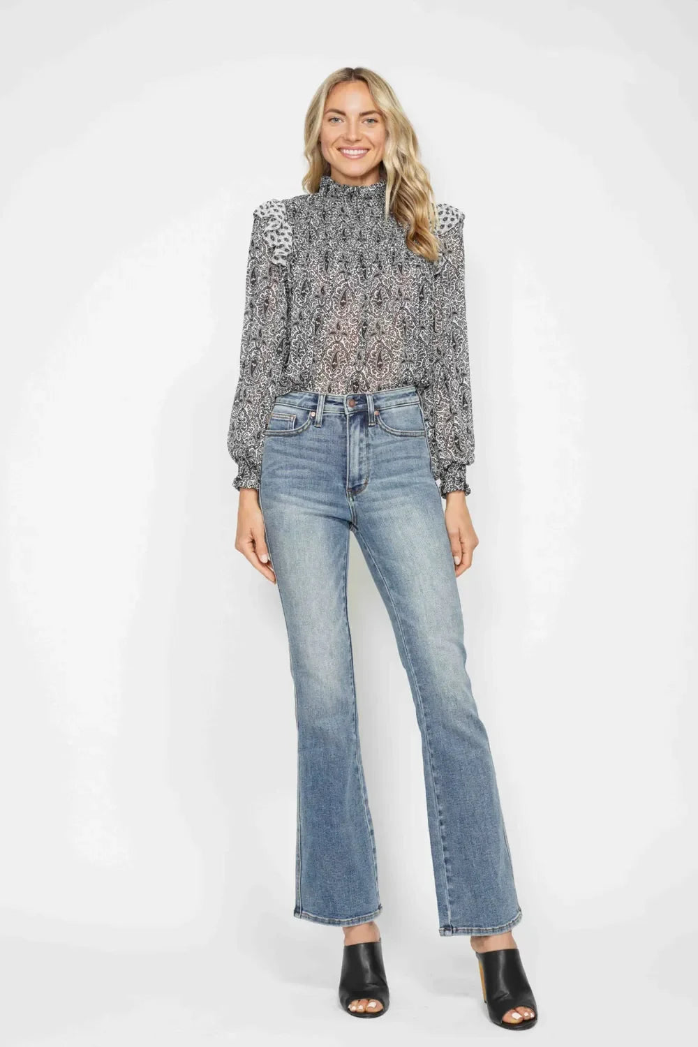 Judy Blue Tummy Control Back Embroidered Bootcut Jeans