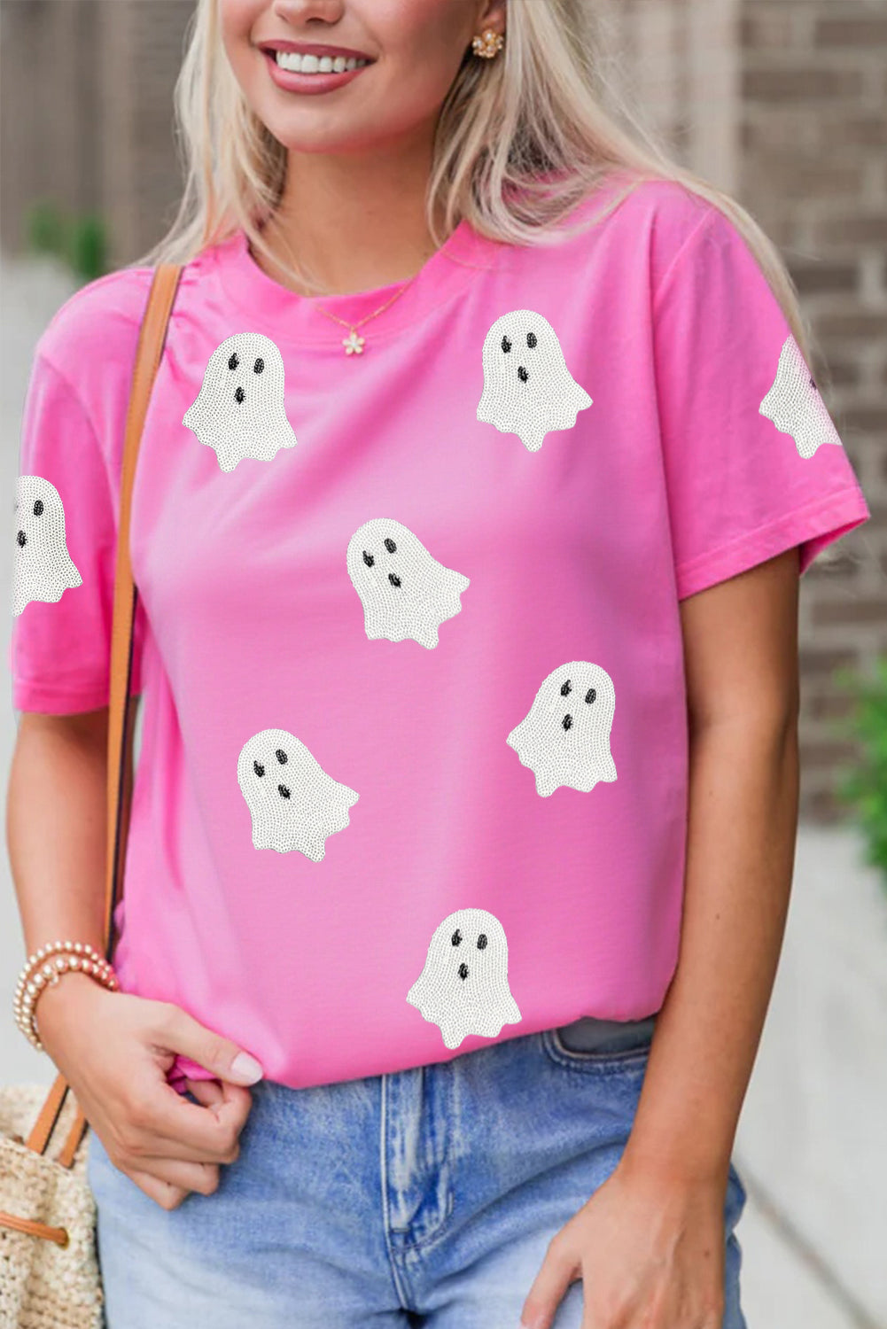 The Ghost Sequin Patch Halloween Graphic Tee