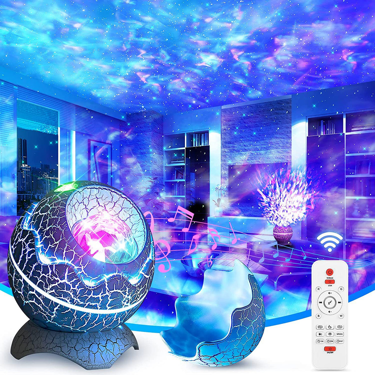 Dinosaur Egg Galaxy Projector with Bluetooth Speaker