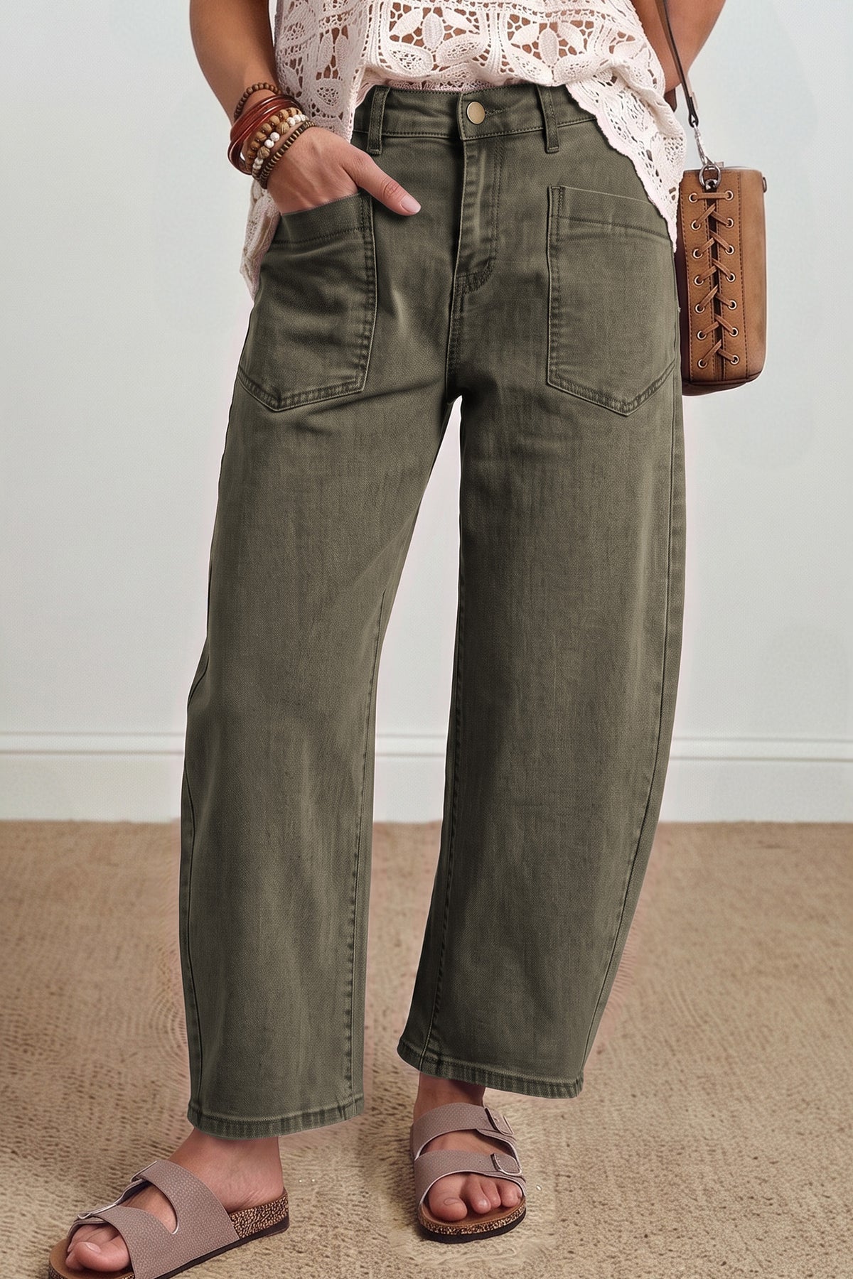 The Square Patch Pocket Barrel Jean