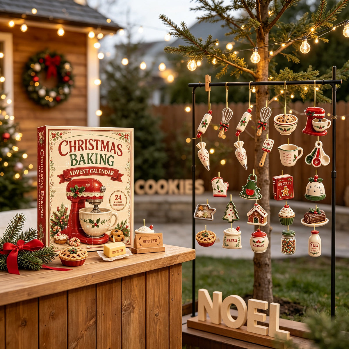 Christmas Baking Ornament Advent Calendar, 24 Pieces
