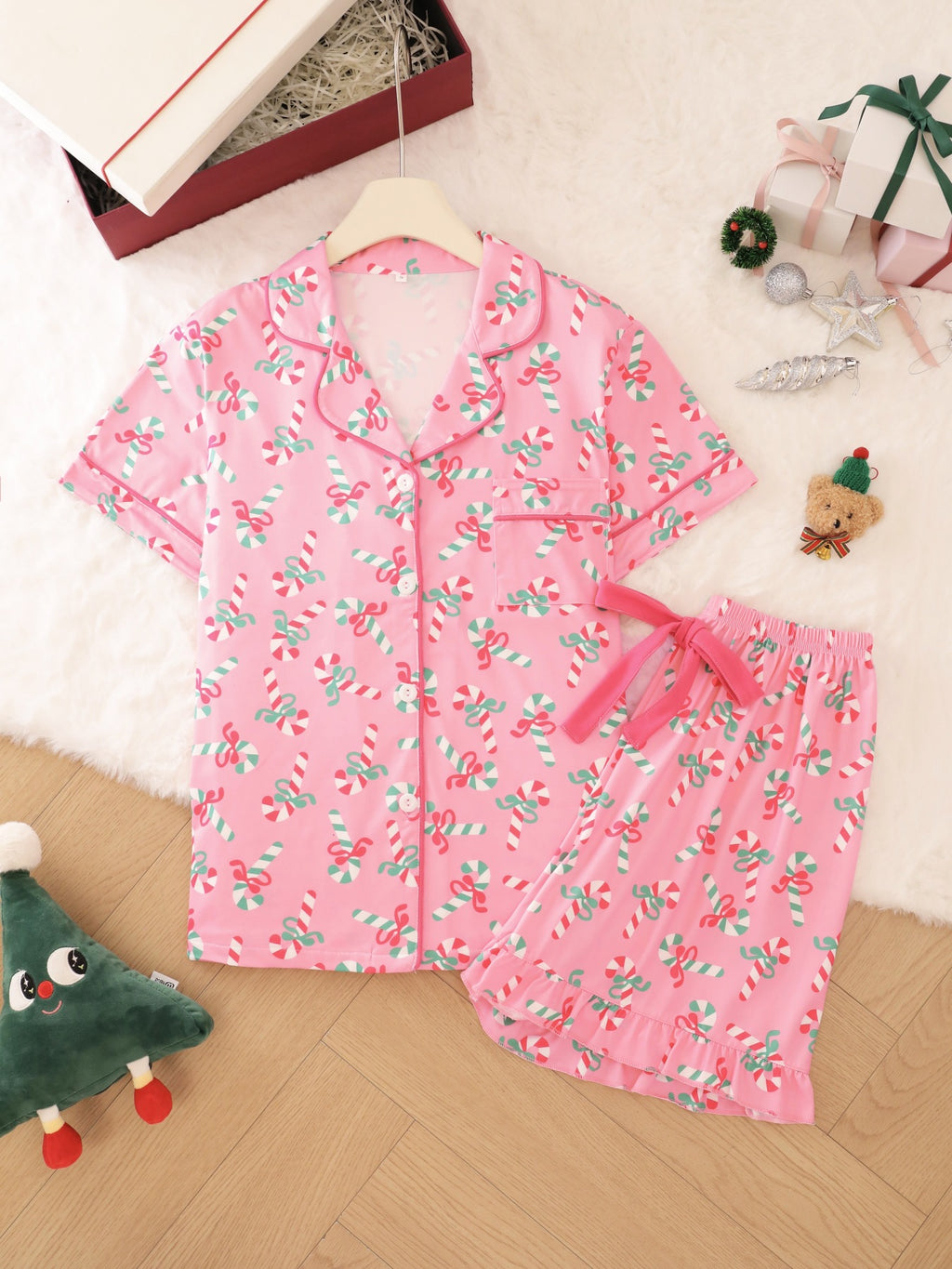 Holiday Plaid Pajama Short Set