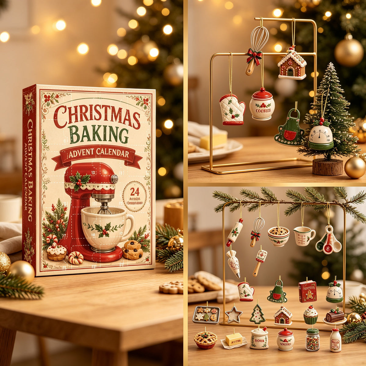 Christmas Baking Ornament Advent Calendar, 24 Pieces