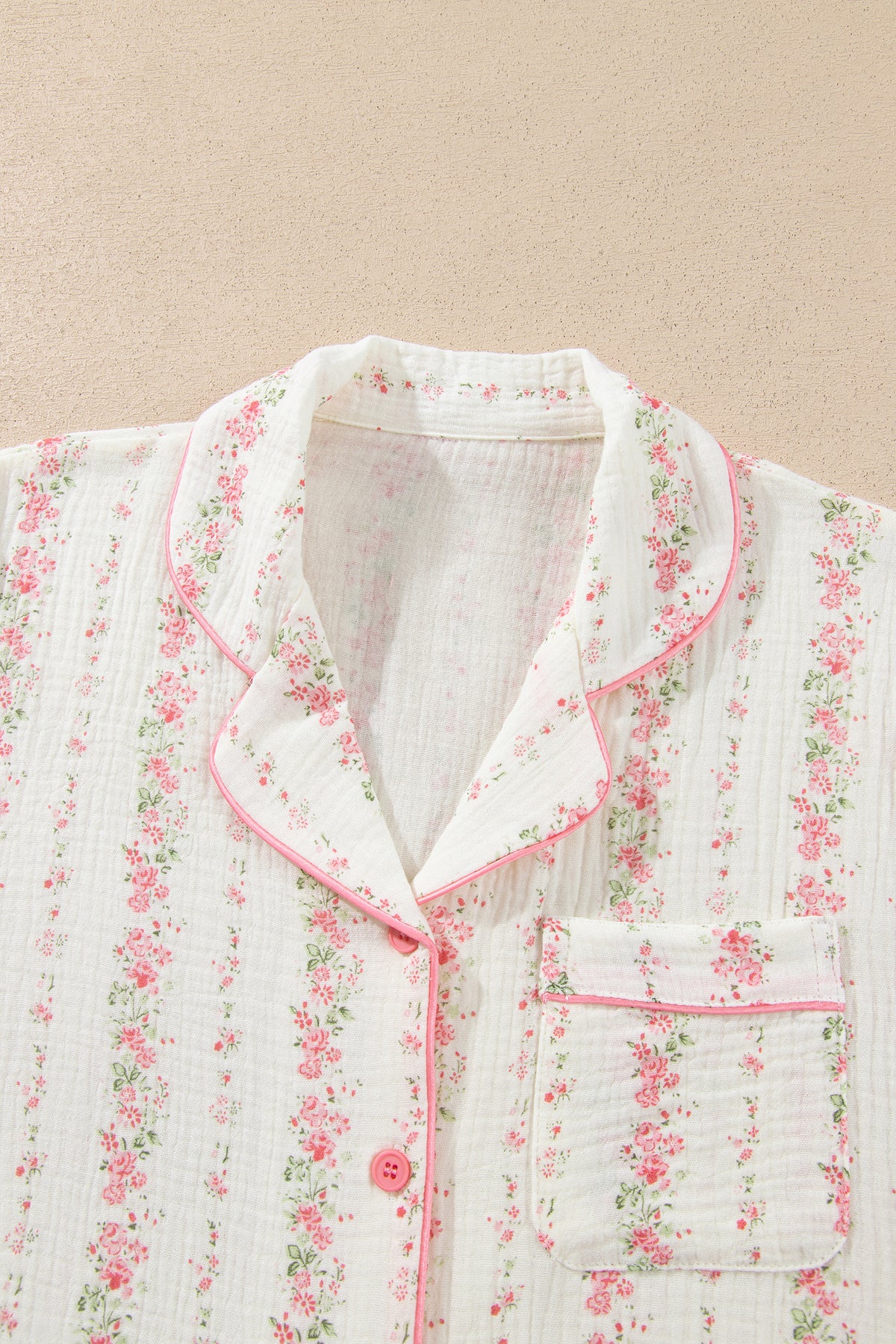 Floral Print Button-Front Pajama Set