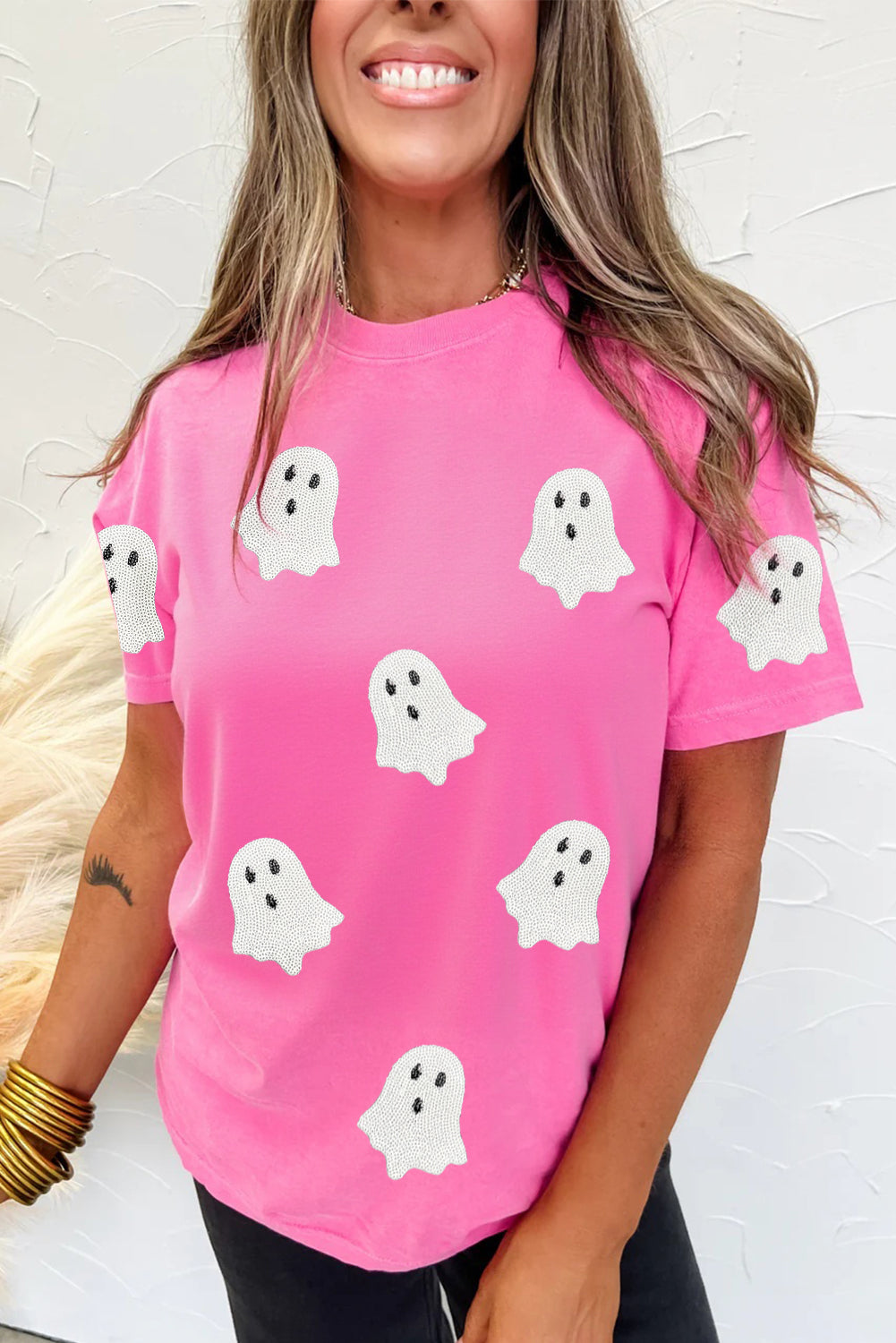 The Ghost Sequin Patch Halloween Graphic Tee