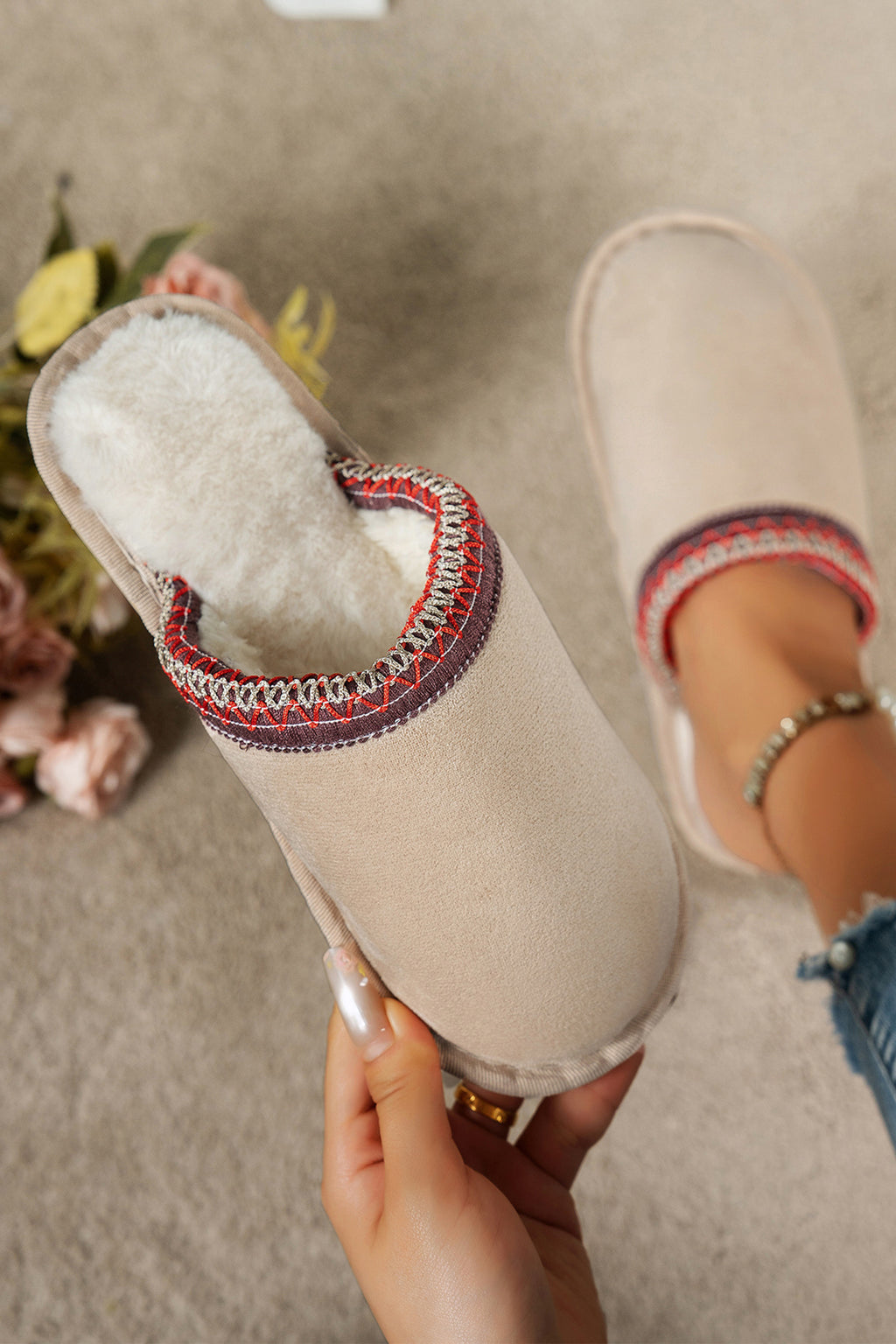 The Kensington Embroidered Plush Slipper