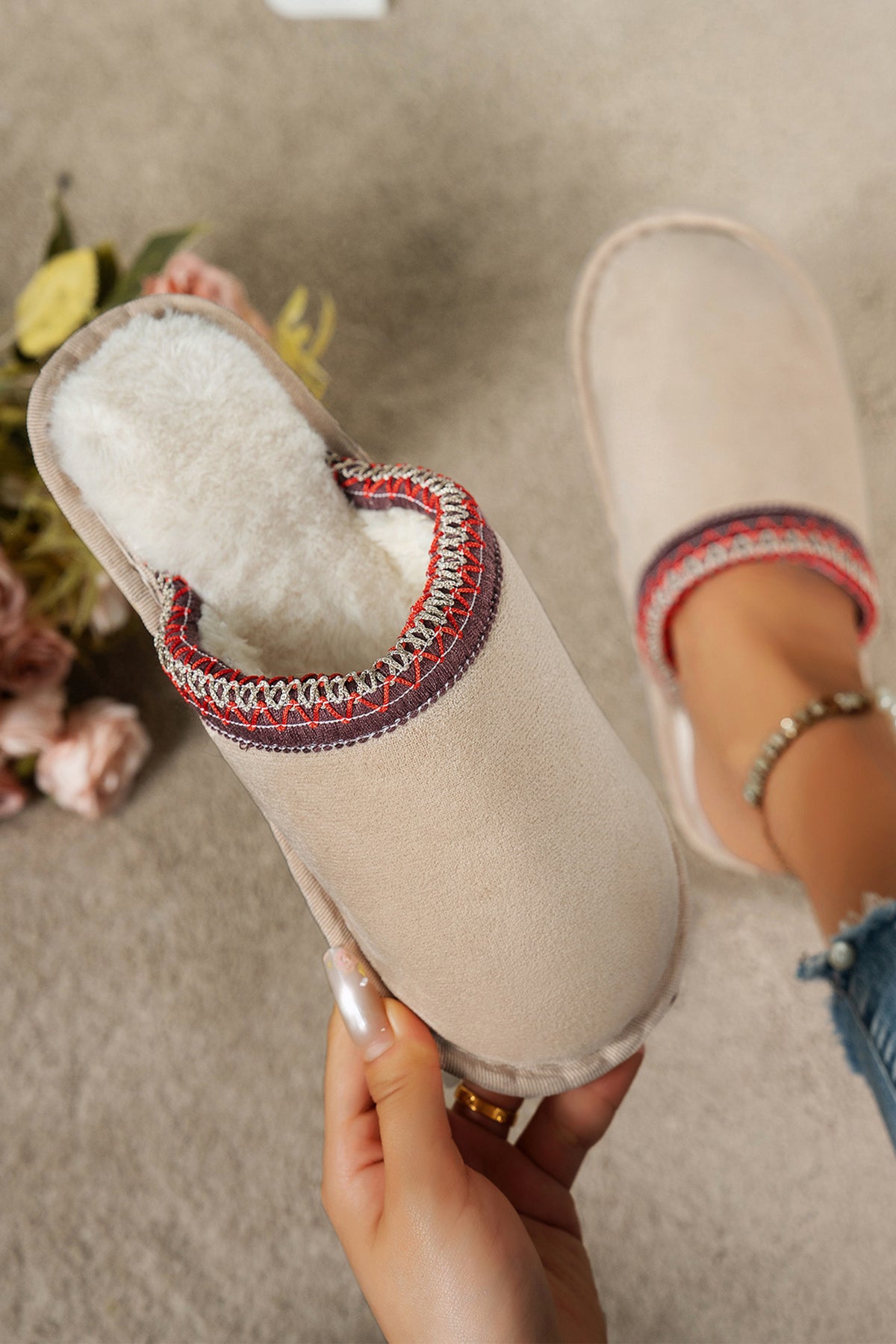 The Kensington Embroidered Plush Slipper