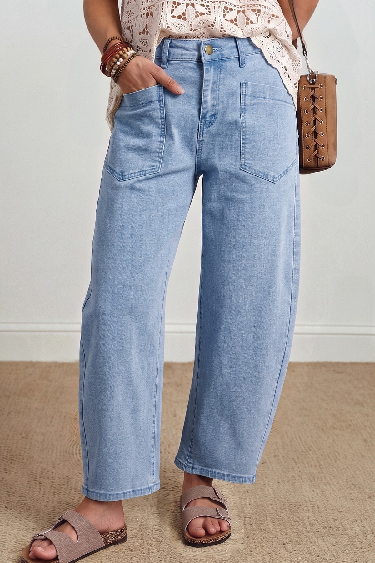 The Square Patch Pocket Barrel Jean