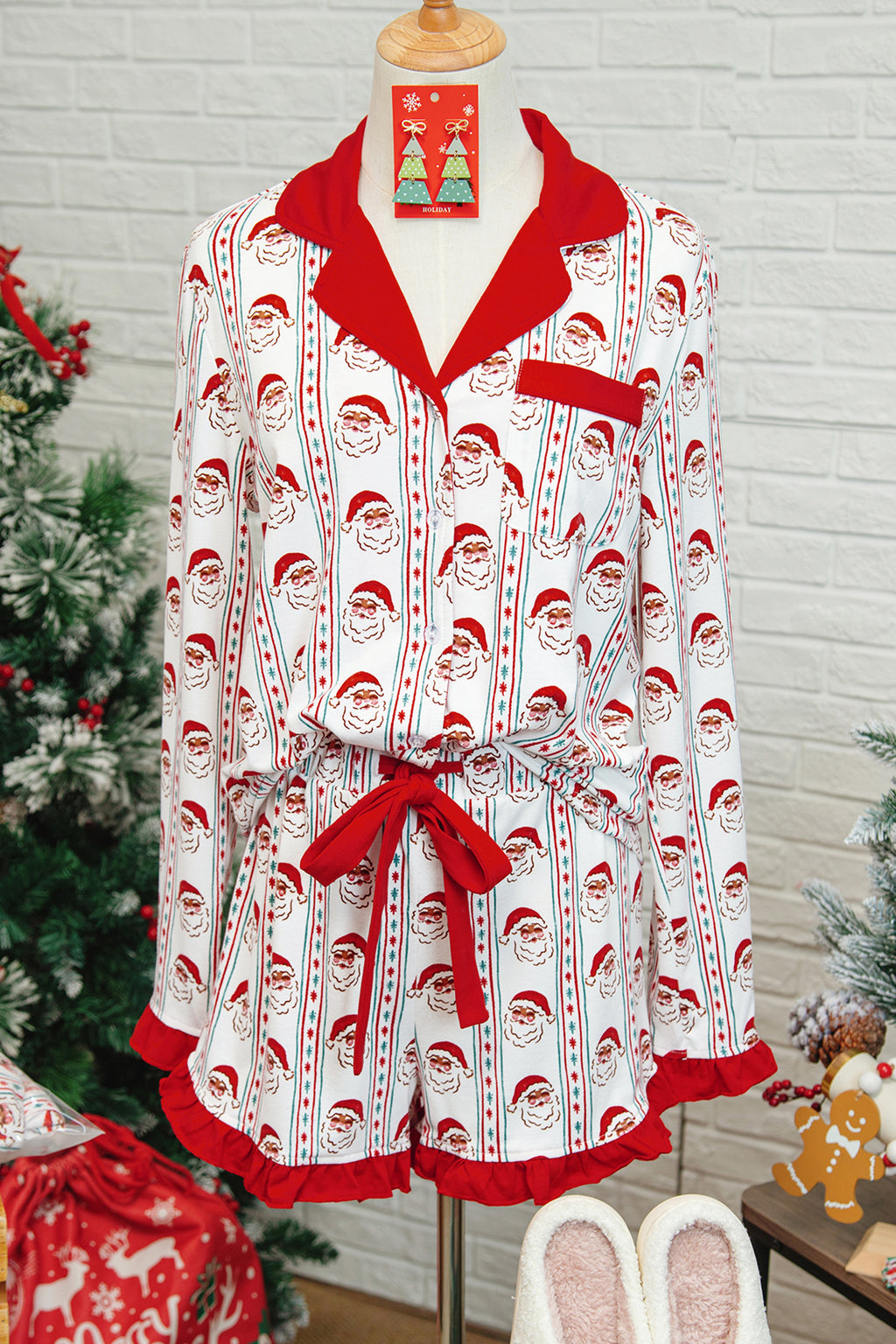The Chelsea Holiday Ruffle PJ Set