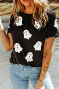 The Ghost Sequin Patch Halloween Graphic Tee