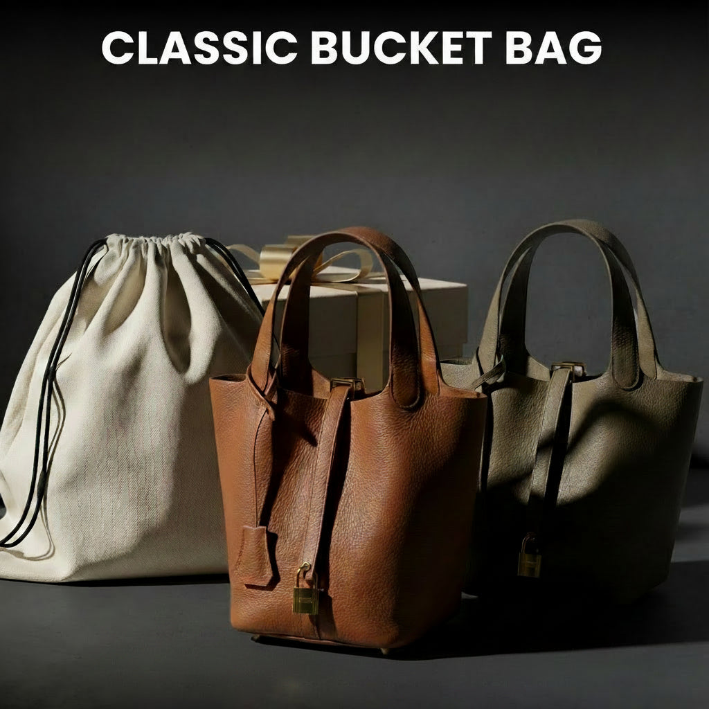 The Mini Lock Bucket Bag with Drawstring Pouch