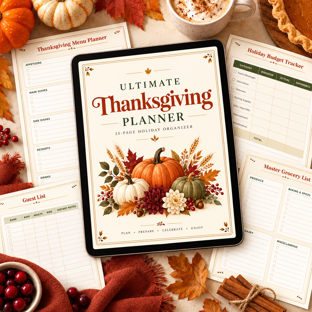 Ultimate Thanksgiving Planner | 35-Page Printable Holiday Organizer