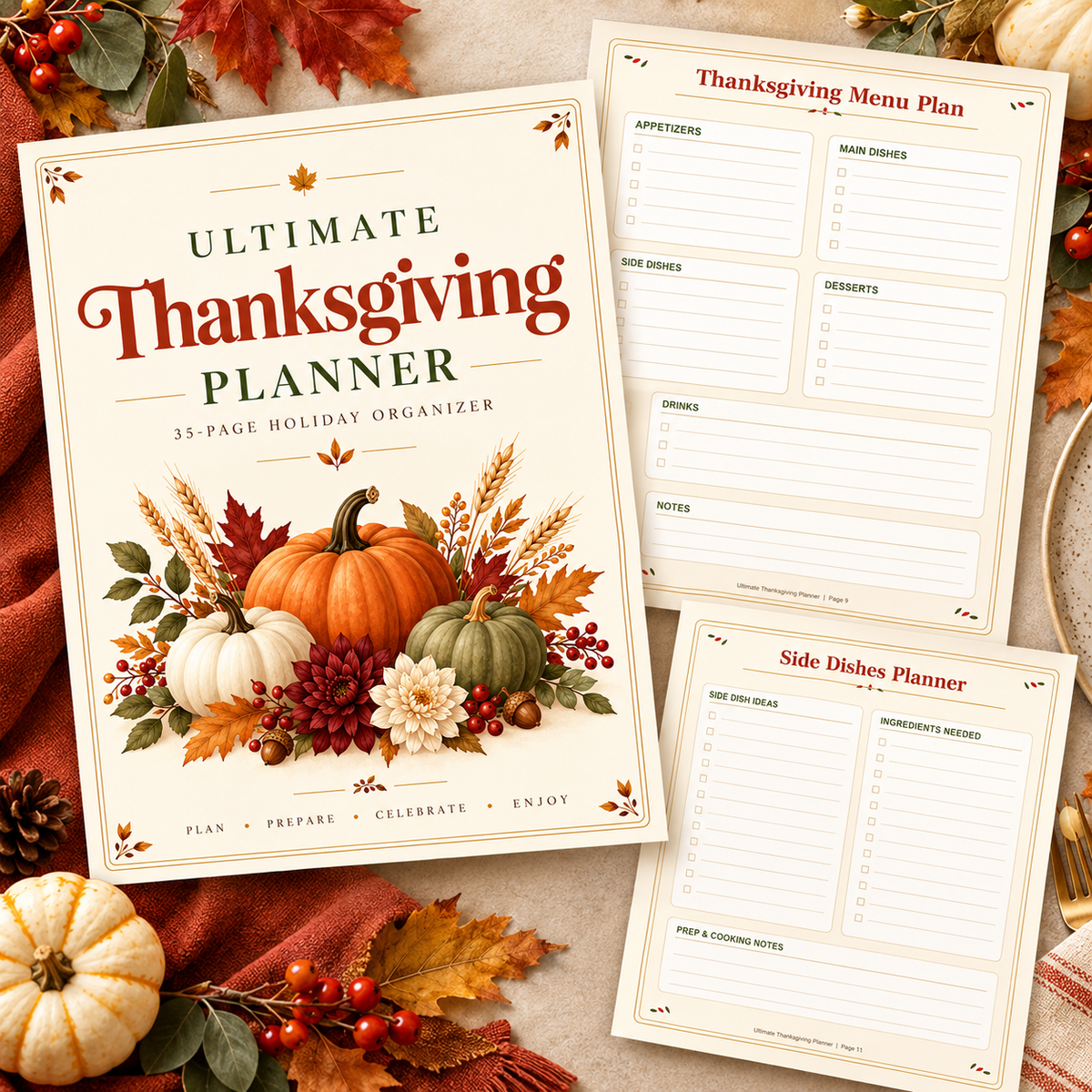 Ultimate Thanksgiving Planner | 35-Page Printable Holiday Organizer