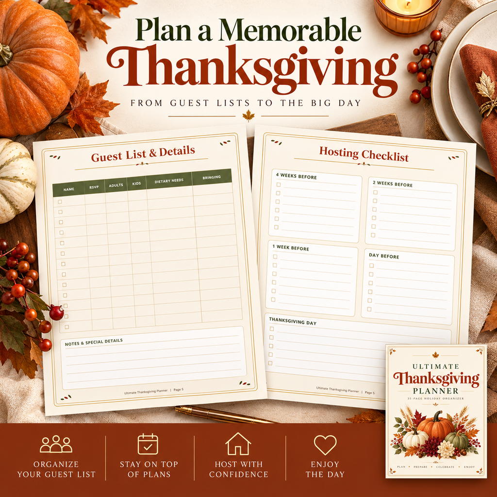 Ultimate Thanksgiving Planner | 35-Page Printable Holiday Organizer