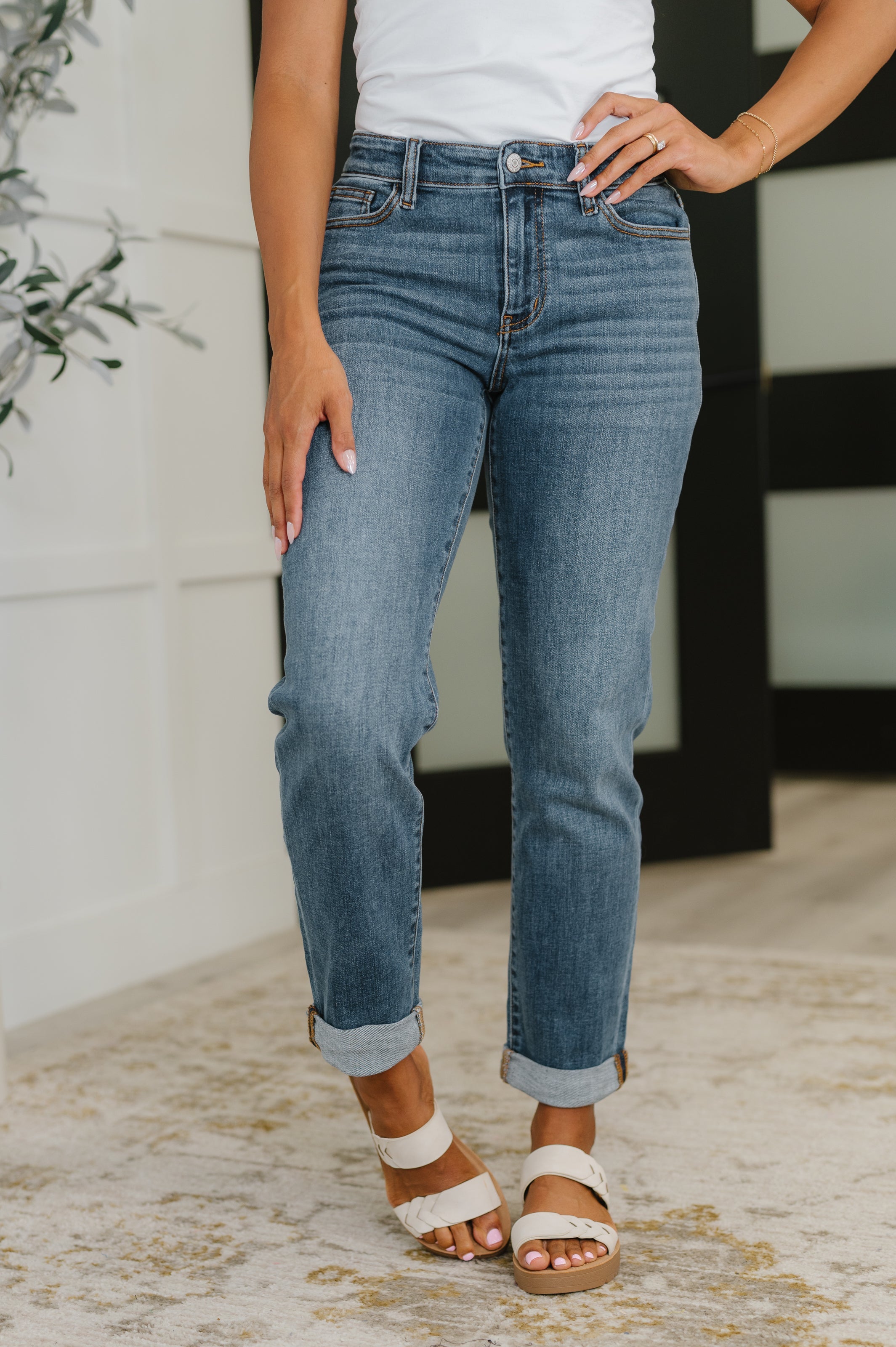 The Colette Mid Rise Boyfriend Cuffed Jean
