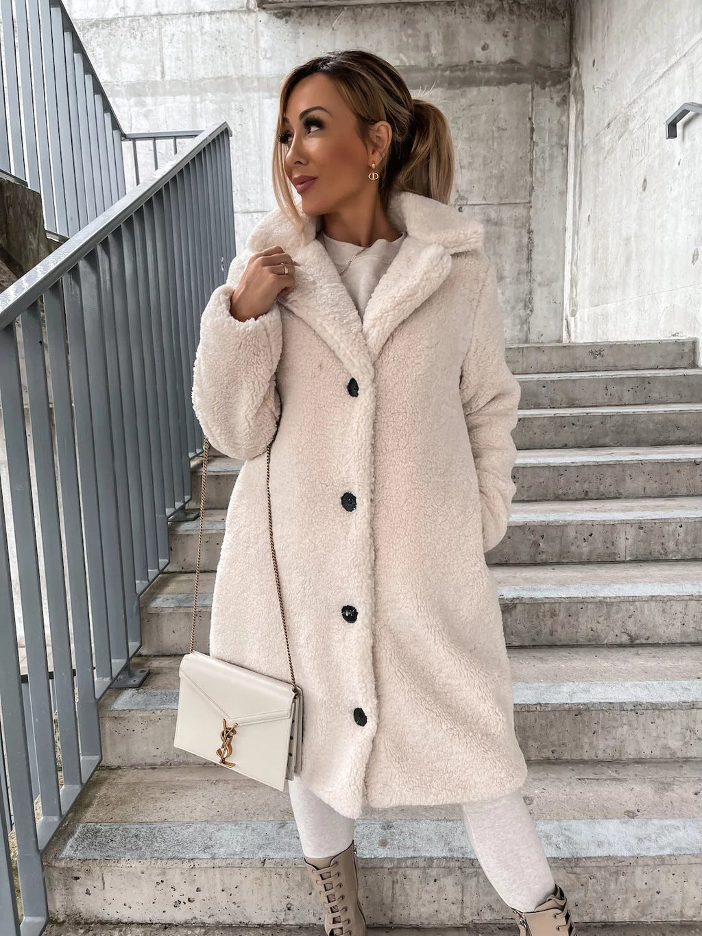 The Plush Lapel Longline Teddy Coat
