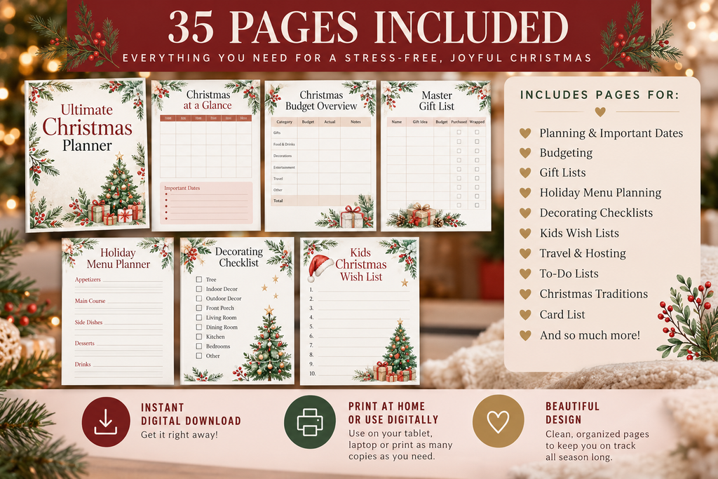 Ultimate Christmas Planner | 35-Page Printable Holiday Organizer