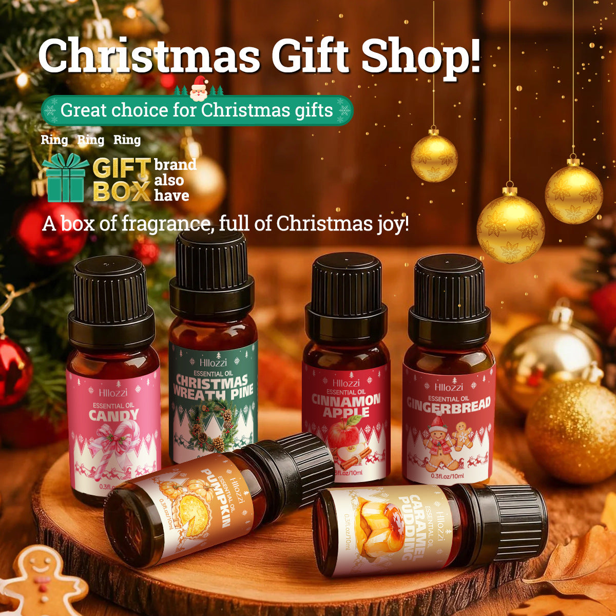 Christmas Scented Oil Gift Set, 6 Bottles