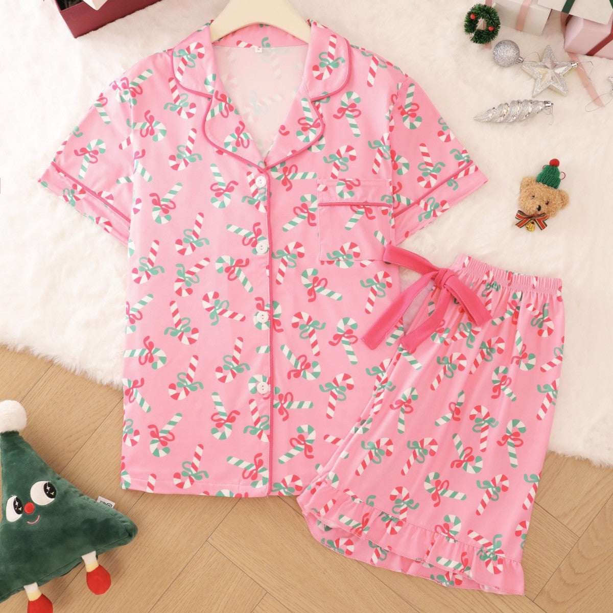 Holiday Plaid Pajama Short Set