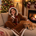 Gingerbread Christmas Hooded Wearable Blanket