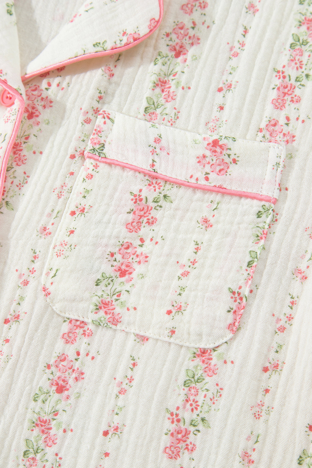 Floral Print Button-Front Pajama Set