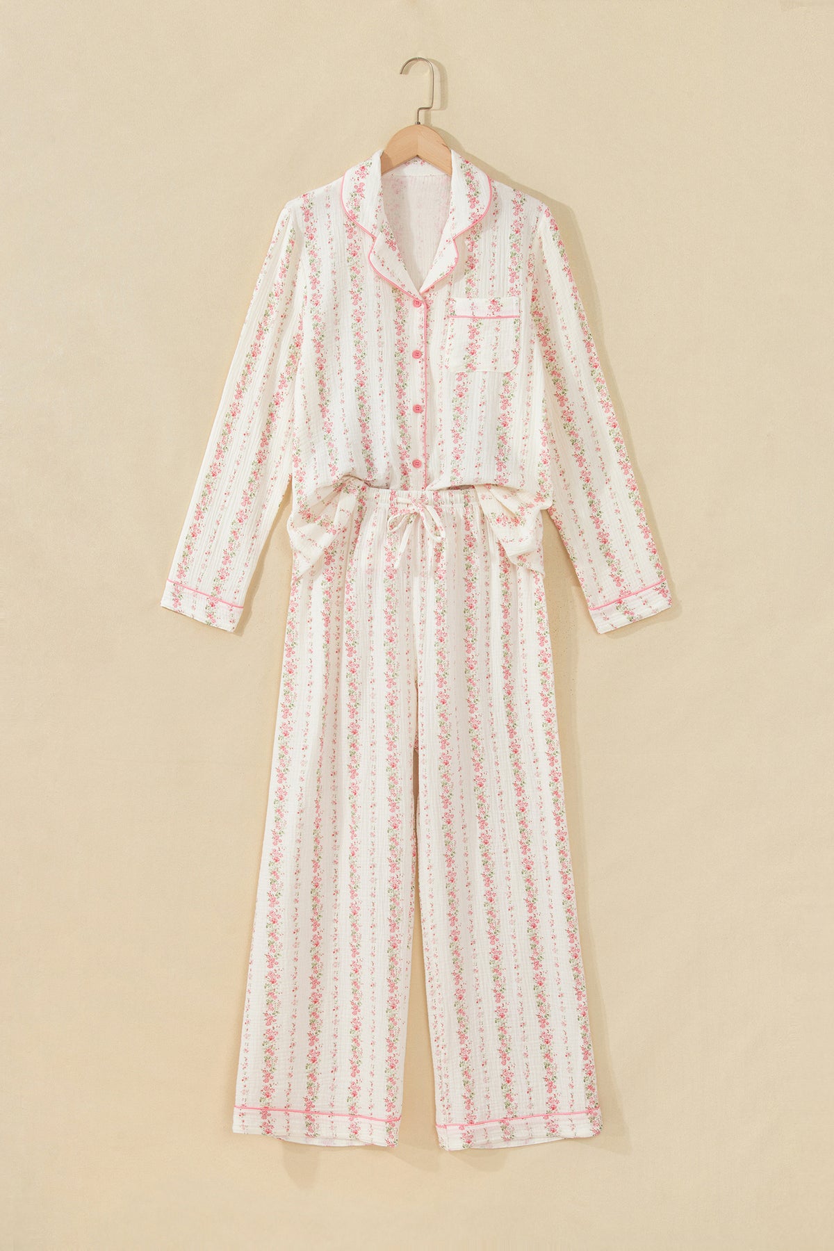 Floral Print Button-Front Pajama Set