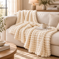 Blanket draped on a sofa