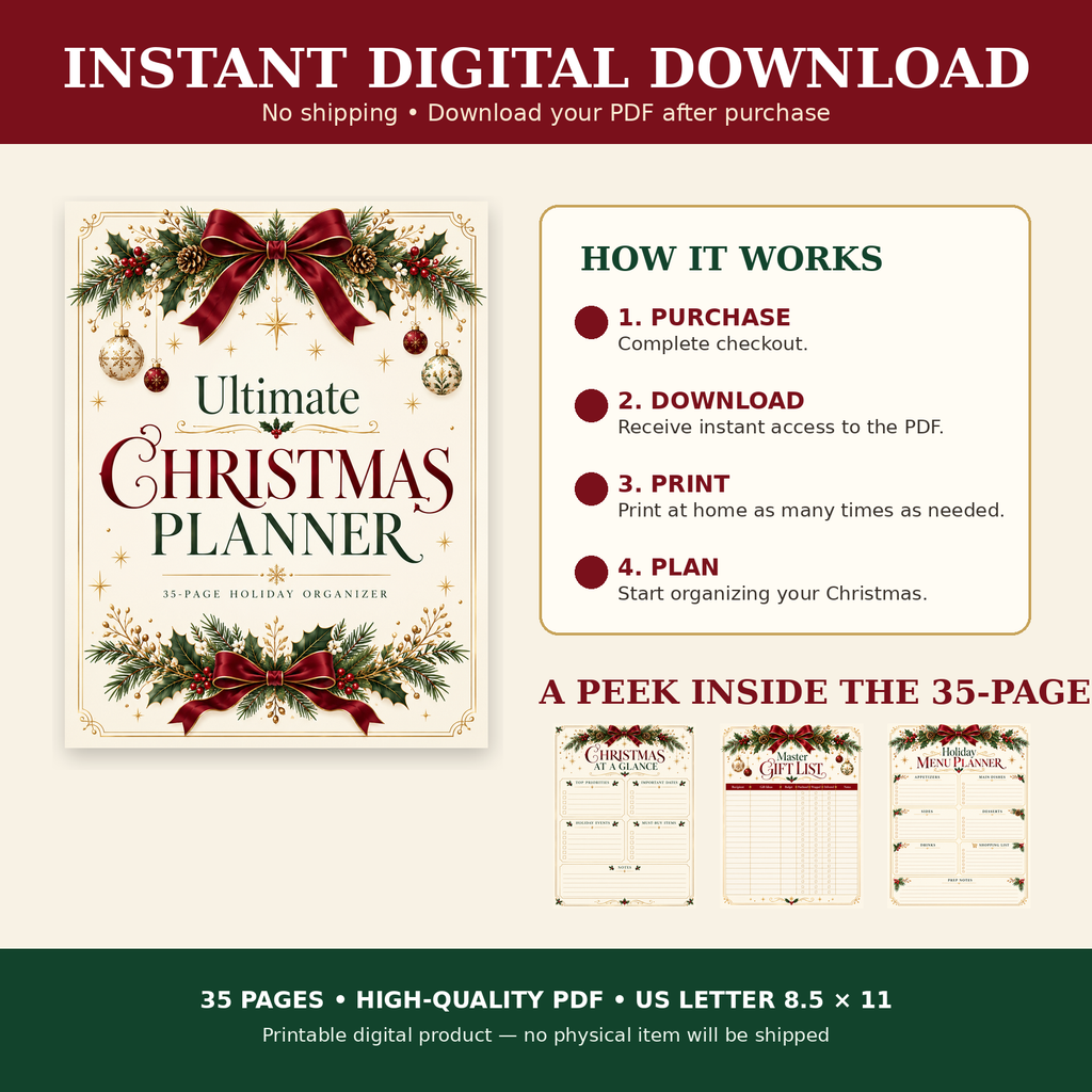 Ultimate Christmas Planner | 35-Page Printable Holiday Organizer