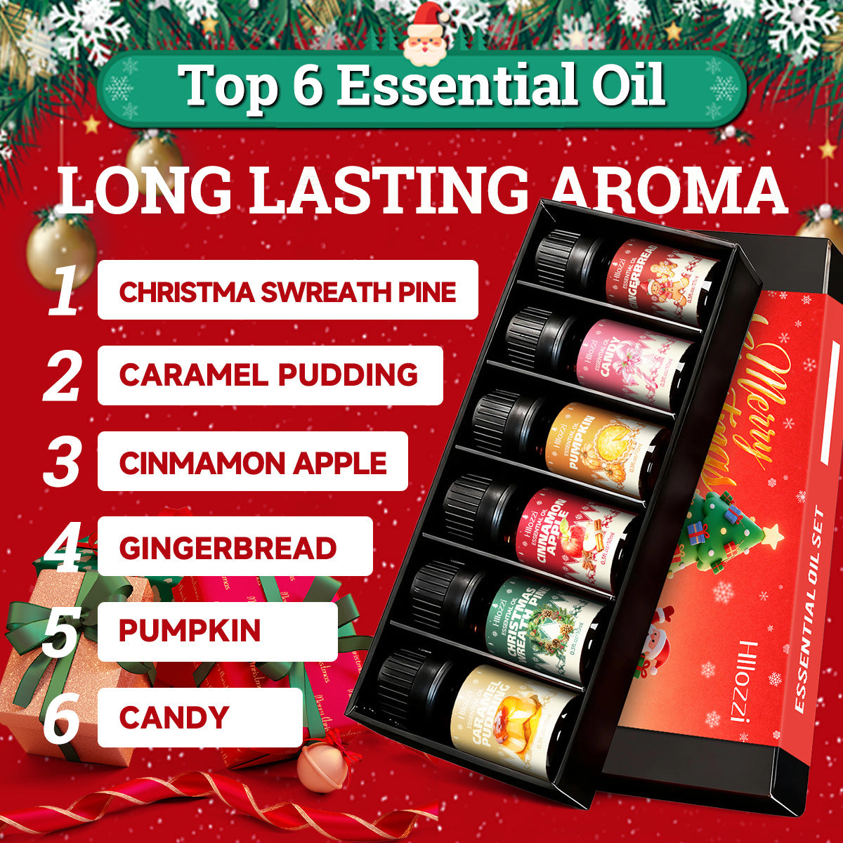 Christmas Scented Oil Gift Set, 6 Bottles