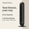 Dreo fan speeds and airflow modes graphic