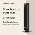 Dreo fan speeds and airflow modes graphic