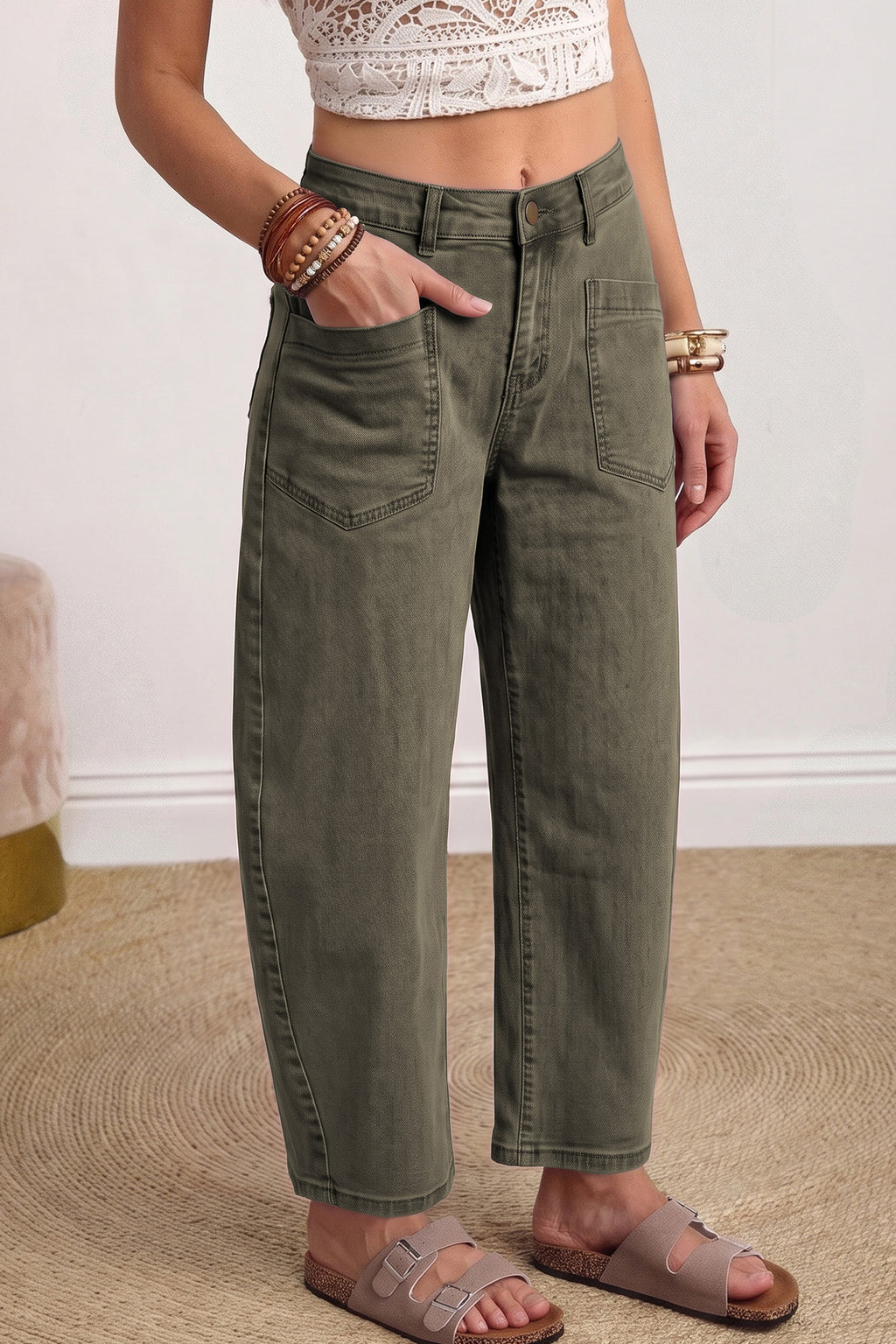 The Square Patch Pocket Barrel Jean