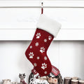 Embroidered Paw Print Christmas Stocking