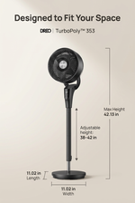 Fan dimensions and adjustable height