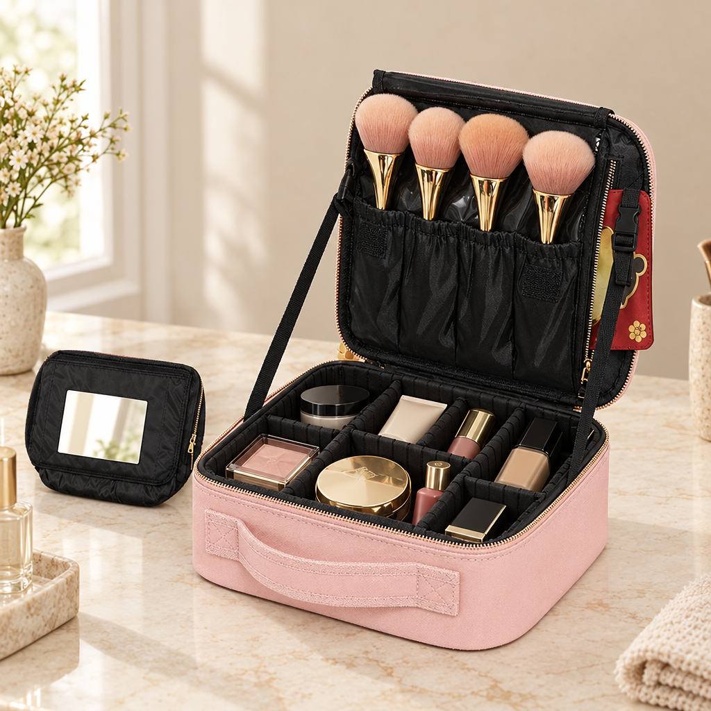 Pink small brush-bag makeup case