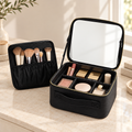 Black small travel makeup case with mirror