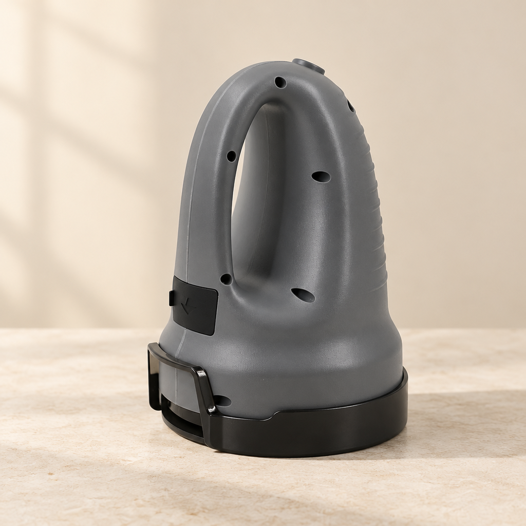 Gray Type B electric ice scraper with loop handle on a neutral background