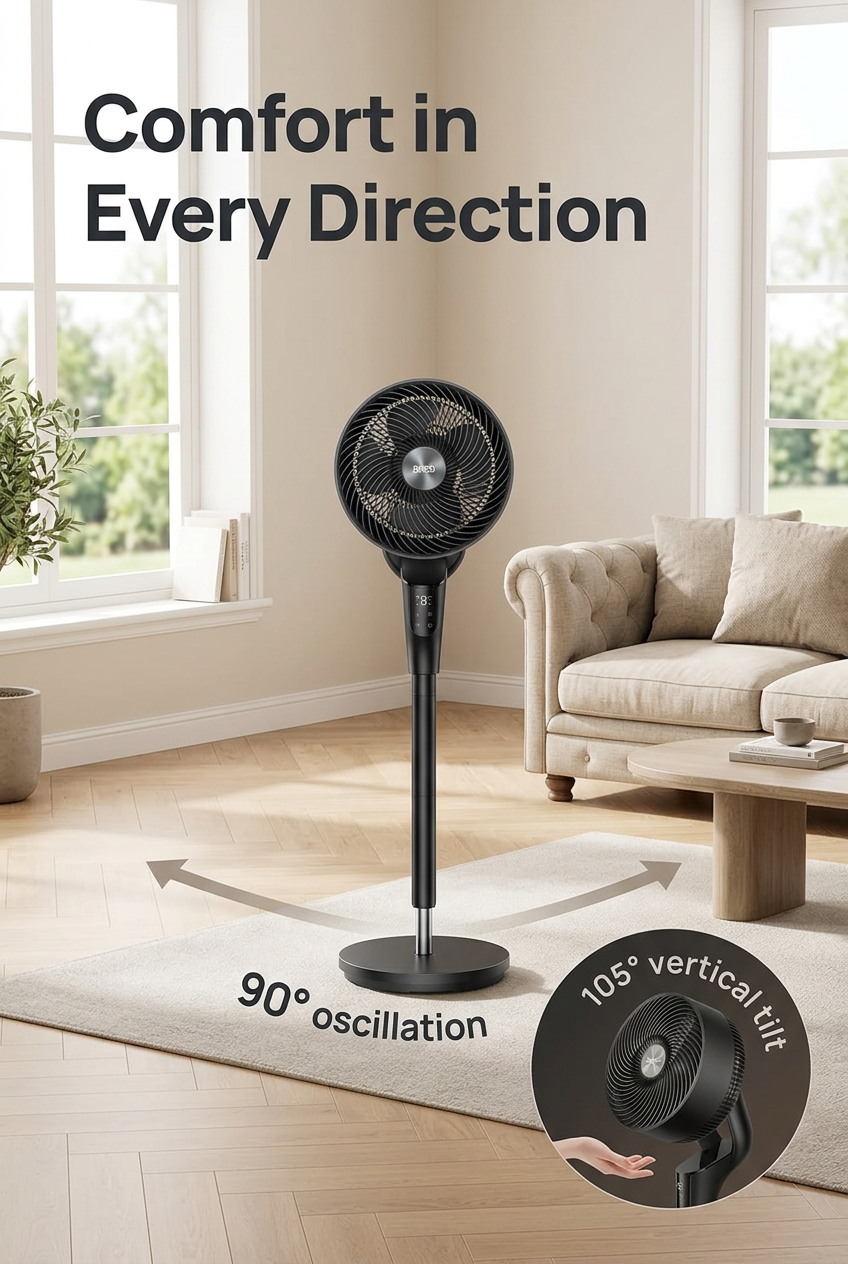 Oscillation and vertical tilt specifications