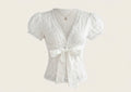 The Elegance Lace-Trim Bow Top